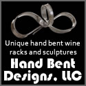 Hand bent steel wine racks, sculptures and fine art produced by Professional Strongman Chris Rider.